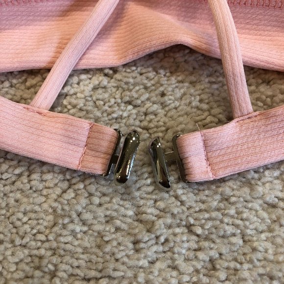 NWT ZAFUL BLUSH PINK TRIANGLE RIBBED BIKINI SWIMSUIT TOP SIZE MEDIUM - Picture 7 of 10